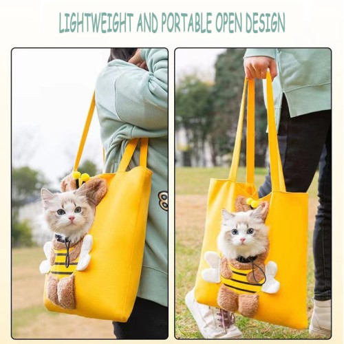 Open Head Canvas Out Cat Bag Shoulder Bag Can Be Crossbody Cat Bag Pet Bag