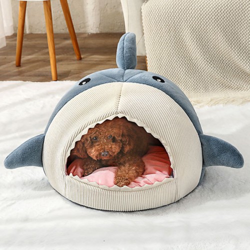 New Big Mouth Shark Pet Kennel Semi-Enclosed Dog Kennel Winter Warm Dog Beds Comfortable Cat Kennel