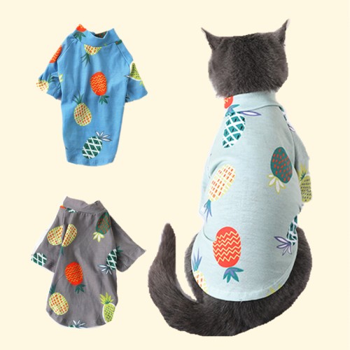 Pet Summer Printed Shirt Cat Thin Short Sleeves Dog Shirt Clothes Summer Vest Costume