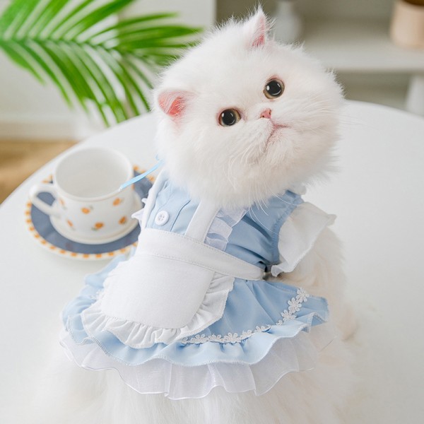 Summer Maid Dress Thin Breathable Light Cat Princess Skirt Dog Clothes