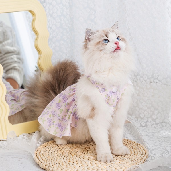 Cat Dress Cute Girl Cat Clothes Summer Dress for Dog Cat Clothing