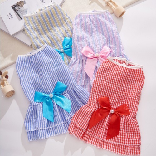 Bowknot Lovely Dog Skirt Pet Clothes Summer Cool Breathable Small Medium Dogs