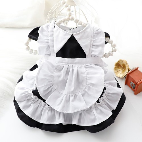 Summer Dog Clothes Cats Princess Skirt Black Deaconess Anime Maid Lolita