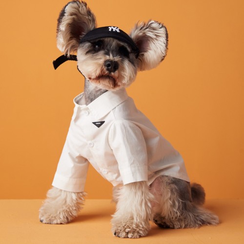 Fashion Adorable Pet Dog White Polo Shirt Spring and Fall Breathable Simple for Dogs and Cats Shirts