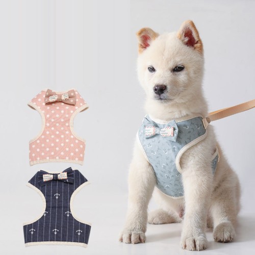 Korean Version Bow Pet Chest Strap Vest Style Cat Dog Leash Breathable Washable Adjustable Dog Leash Universal