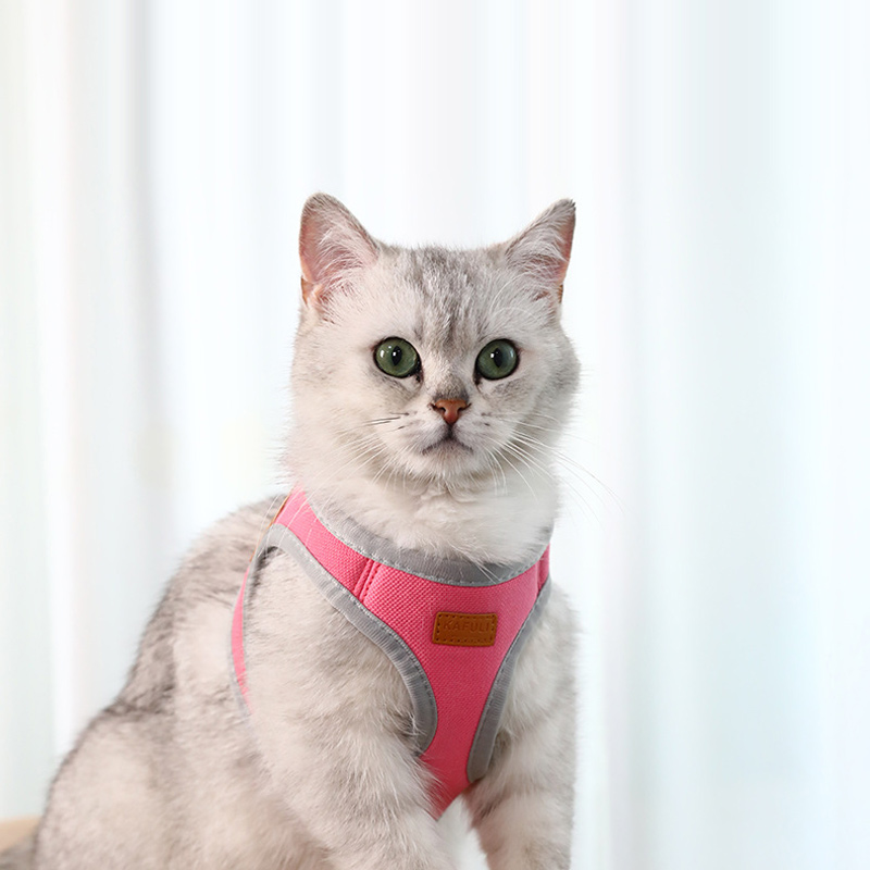 Pet Dog Explosion-proof Chest Strap Pure Color Cloth Adjustable Cat Leash Soft Mesh Vest Harness